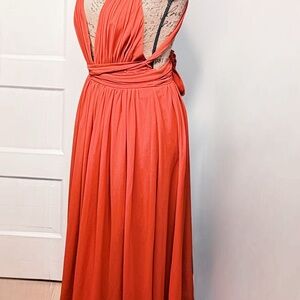 🧳 Free People Halter Criss-Cross Straps Orange-ish Formal Dress
